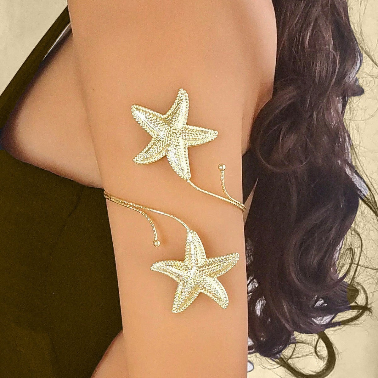 Bohemian Gold-Tone Starfish Arm Cuff