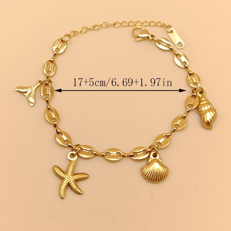 Gold-Tone Marine Life Link Charm Bracelet
