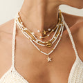 Bohemian Layered Necklace Set with Starfish & Shells