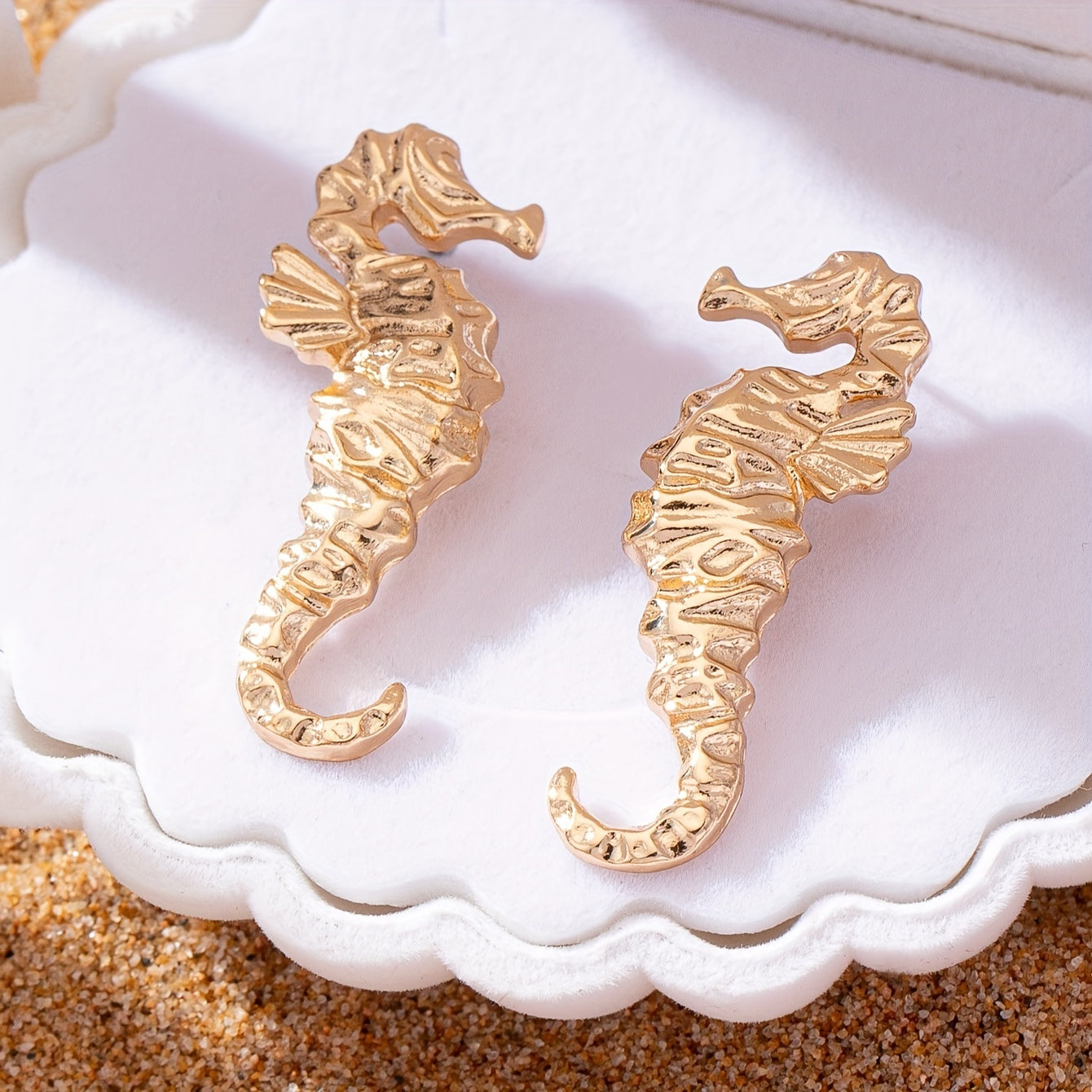 Gold Seahorse Ear Cuff Earrings