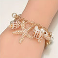 Gold-Tone Seashell, Starfish & Pearl Charm Bracelet