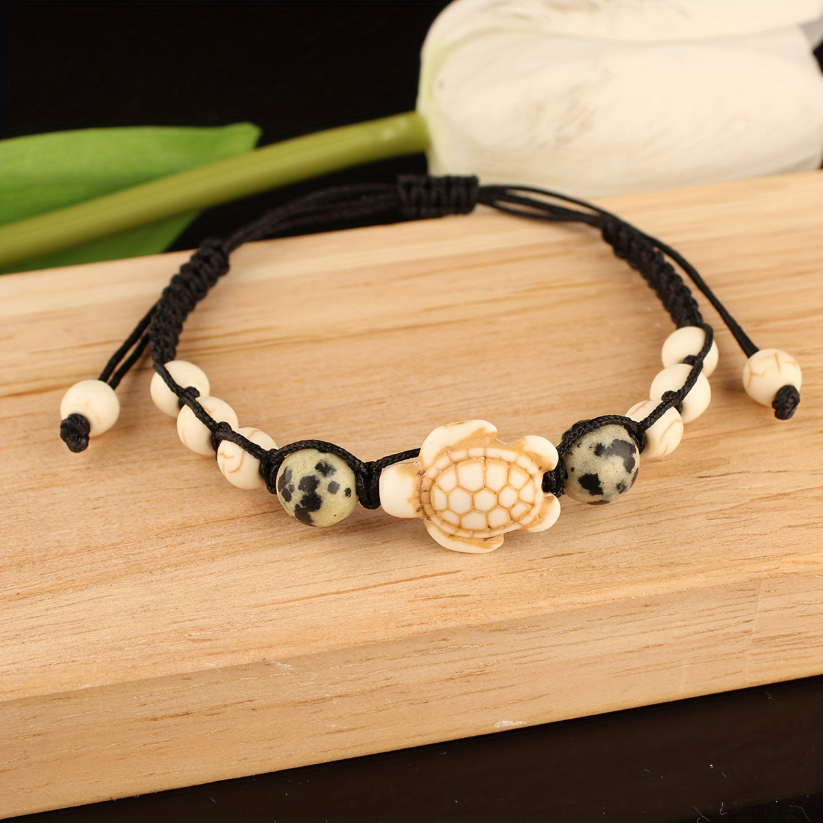 Bohemian Turtle Bracelet with Spotted Stone Beads