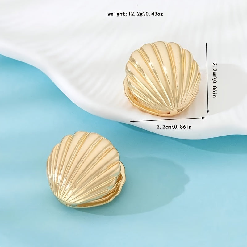 Fluted Gold-Tone Seashell Stud Earrings
