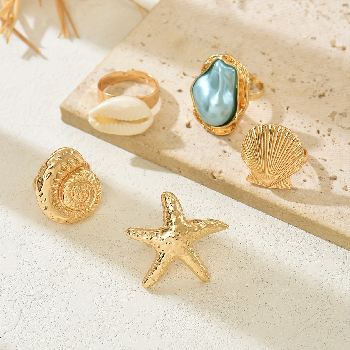 Bohemian Gold-Tone Ocean Rings