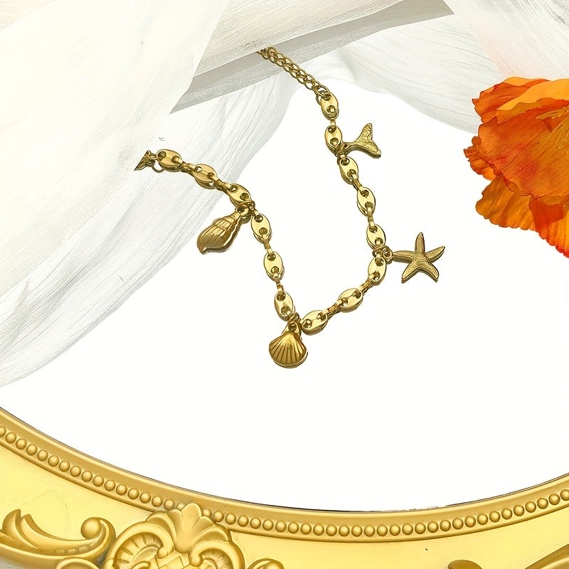 Gold-Tone Marine Life Link Charm Bracelet