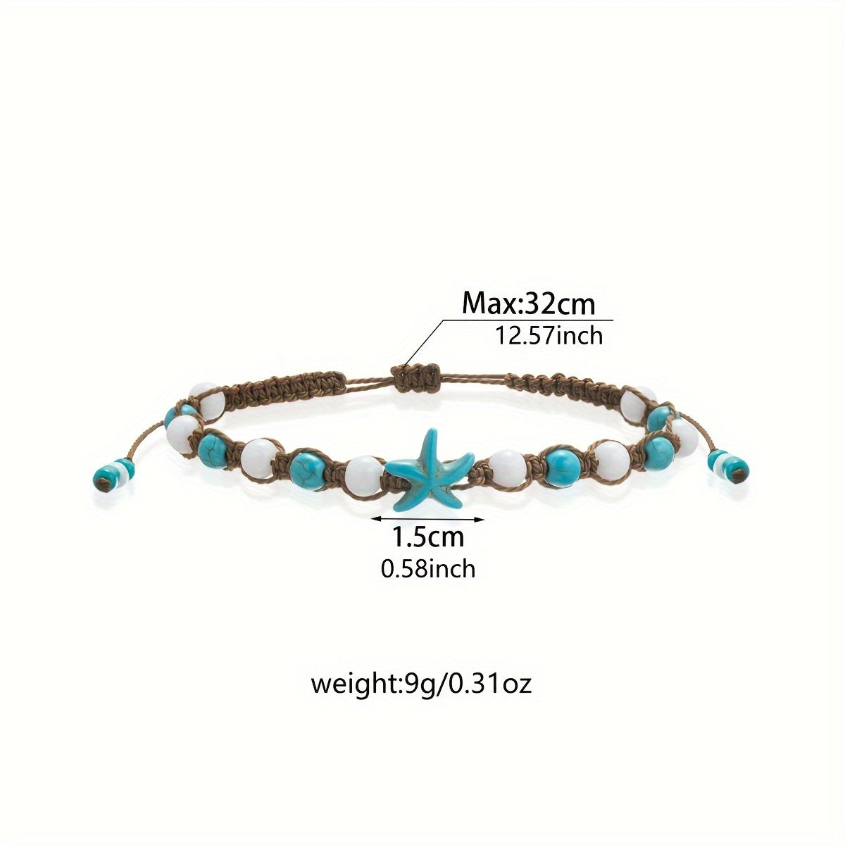 Bohemian Starfish Bracelet with Turquoise Beads