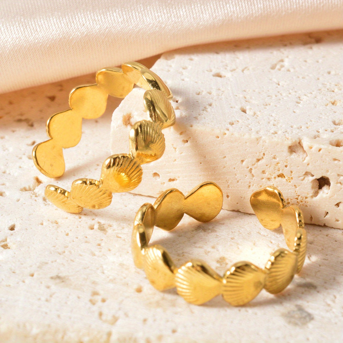 Gold Scallop Shell Adjustable Ring