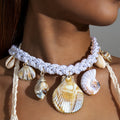 Bohemian White Braided Choker with Natural Shells