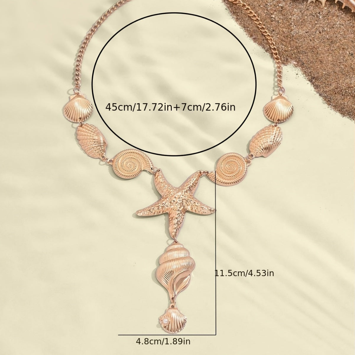 Gold-Tone Seashell Starfish Pendant Necklace