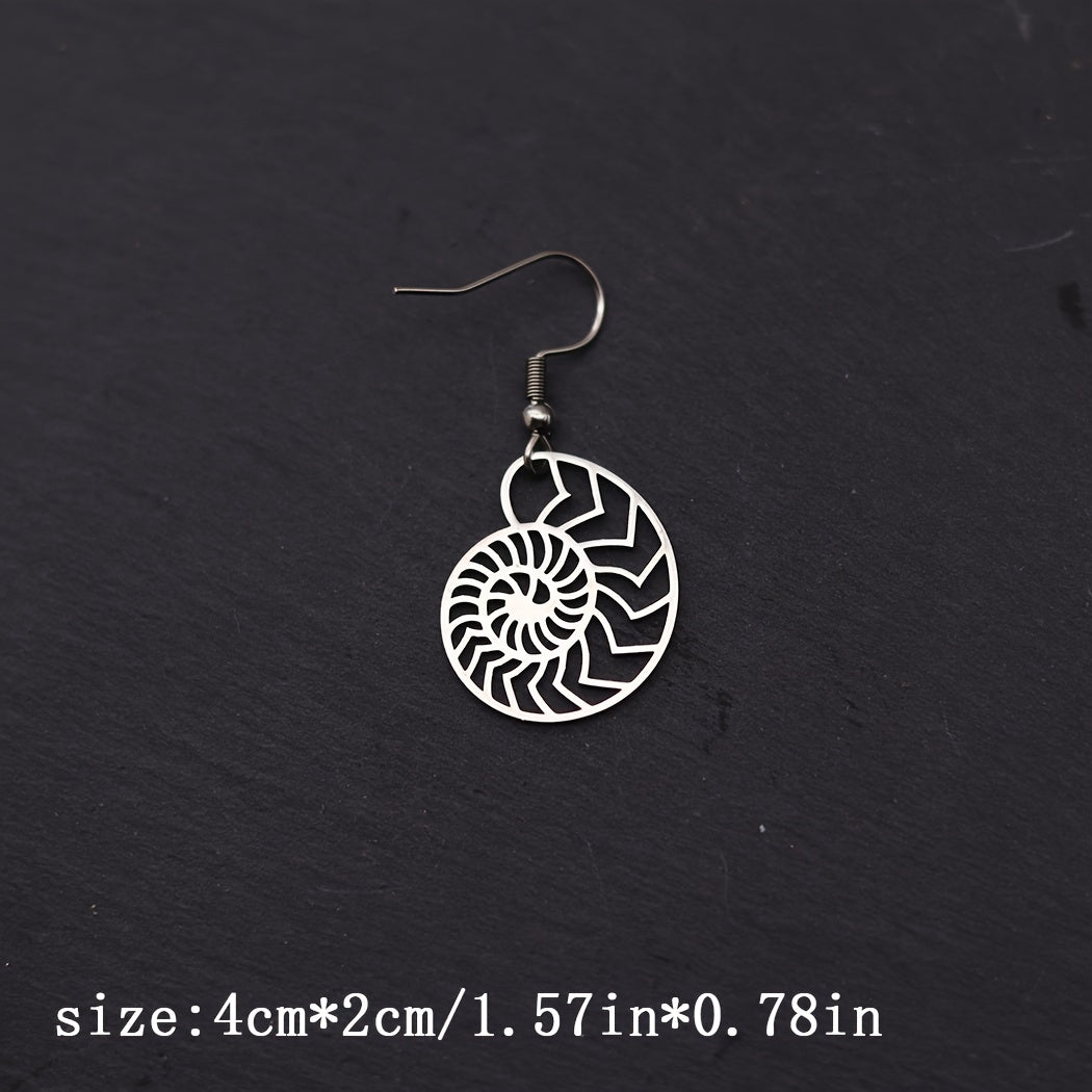 Gold Nautilus Shell Drop Earrings