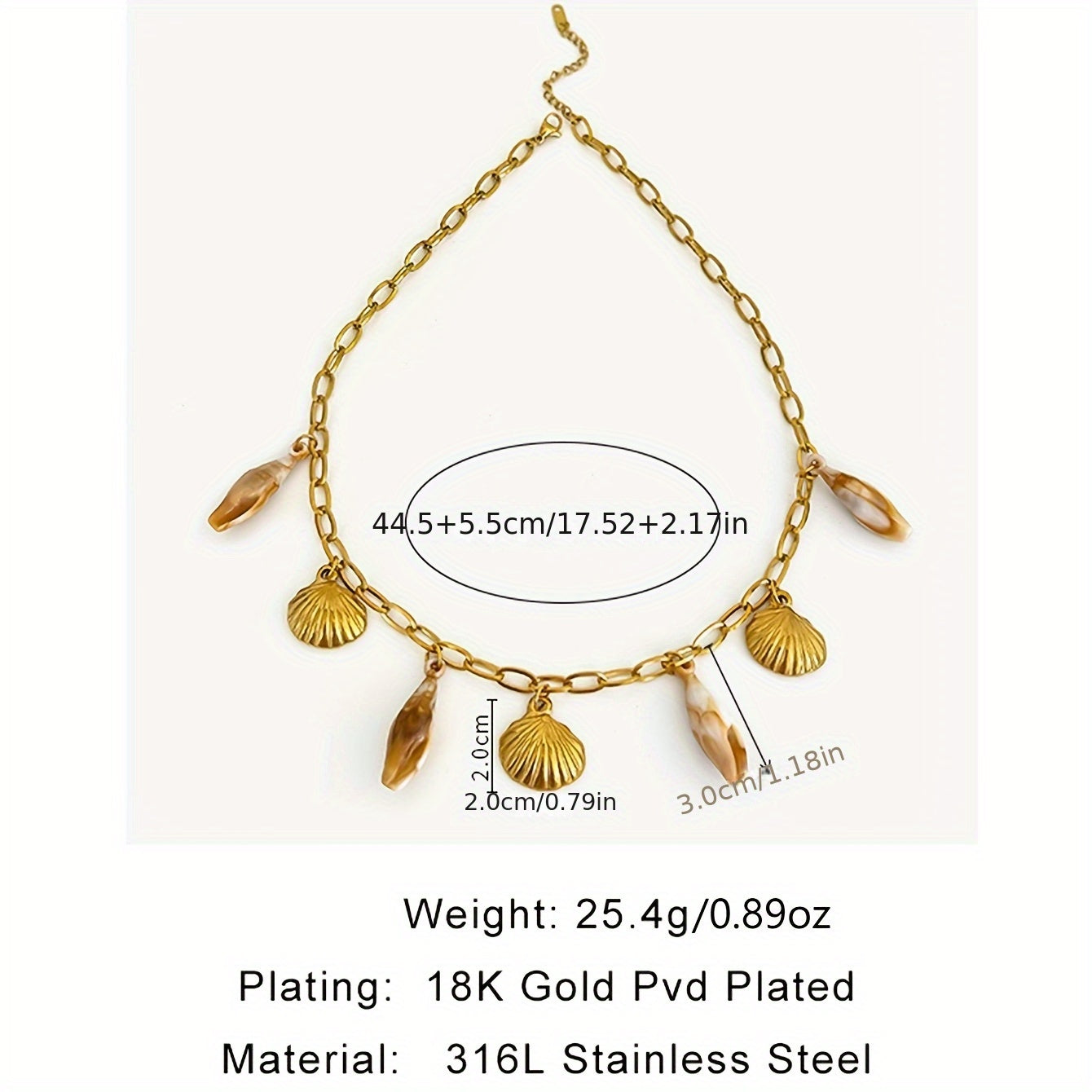 Bohemian Gold Chain Necklace with Shell Charms