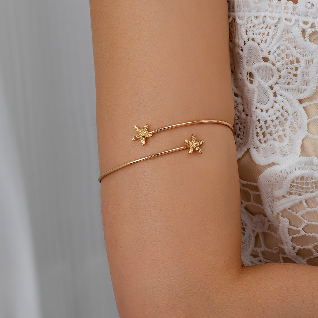 Bohemian Gold-Tone Arm Cuff with Seahorse Starfish