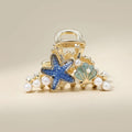 Beachy Gold-Tone Claw Clip with Starfish, Shell & Pearls