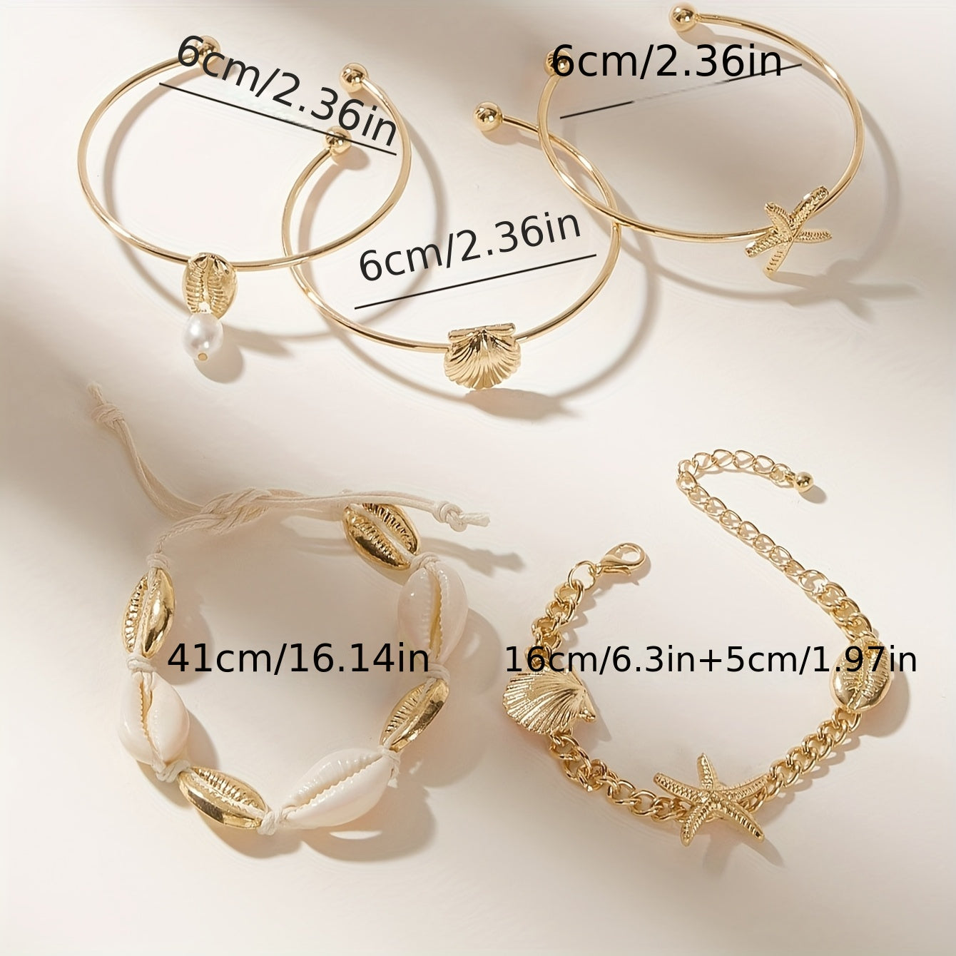 Bohemian Gold-Tone Shell & Starfish Bracelet Set