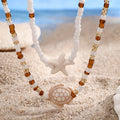 Beachy Layered Beaded Necklace with Turtle & Starfish