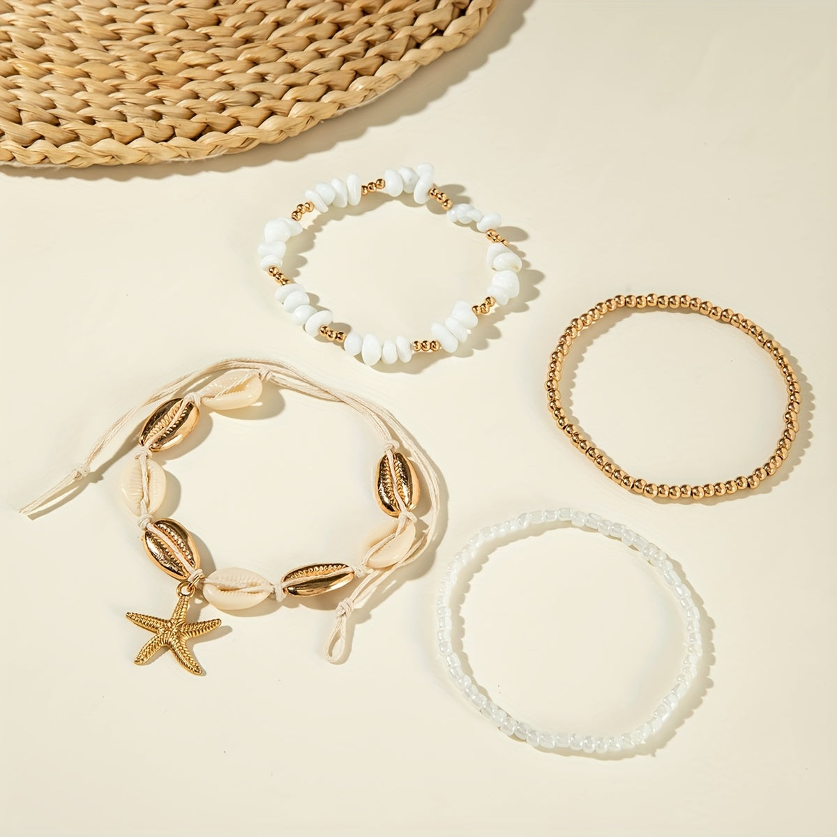 Bohemian Layered White Shell & Starfish Anklet
