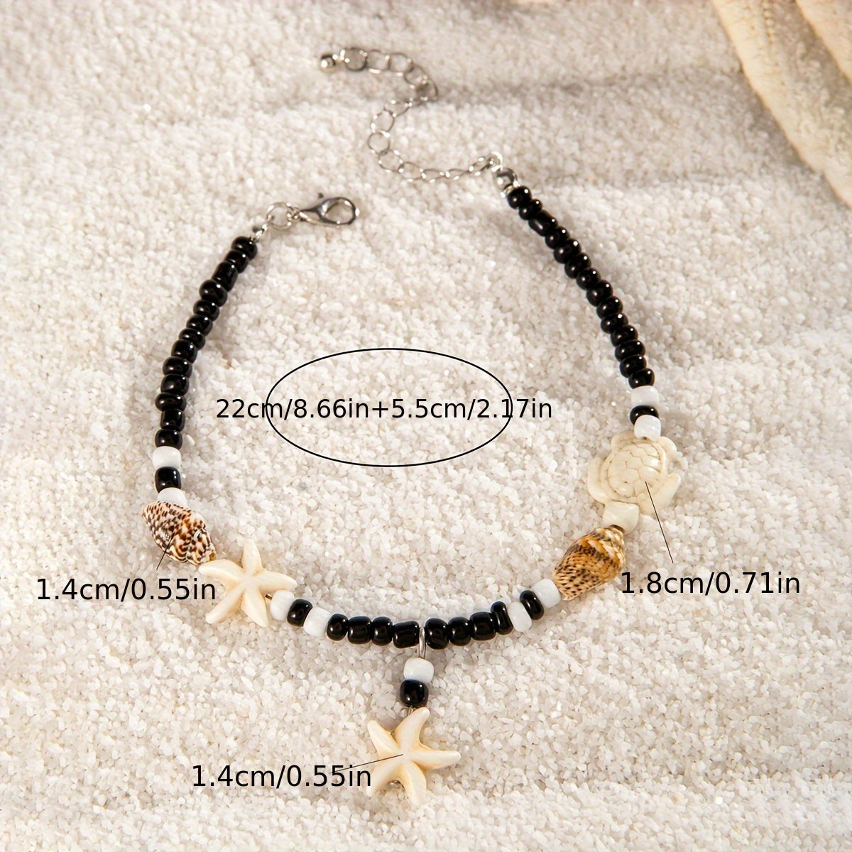 Bohemian Starfish and Seashell Beaded Anklet