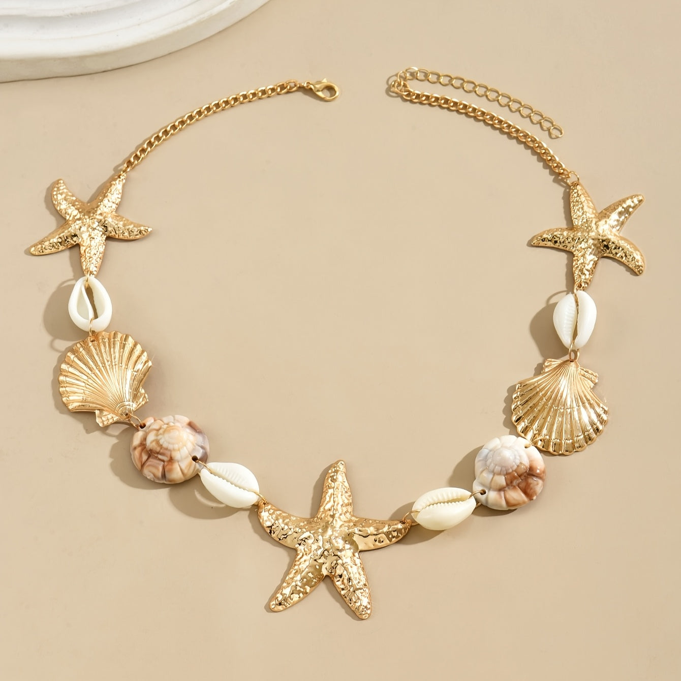 Bohemian Gold Starfish & Mixed Shell Necklace