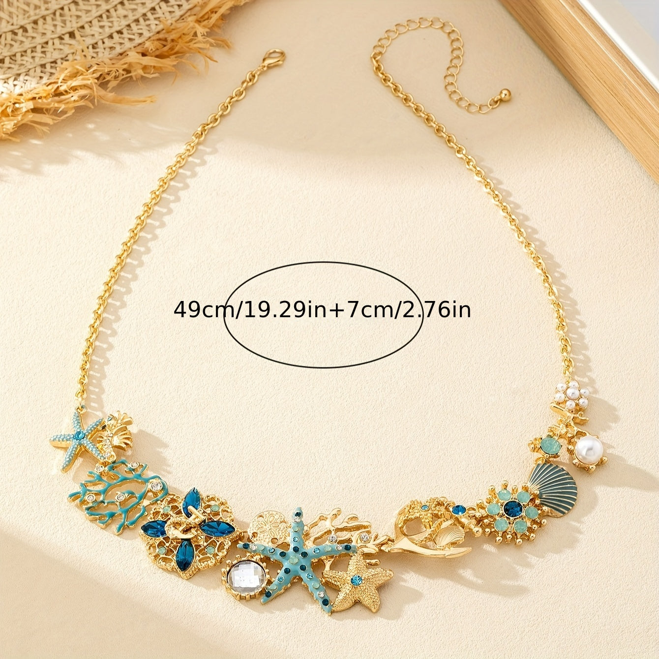 Bohemian Sea Life Gold Tone Statement Necklace