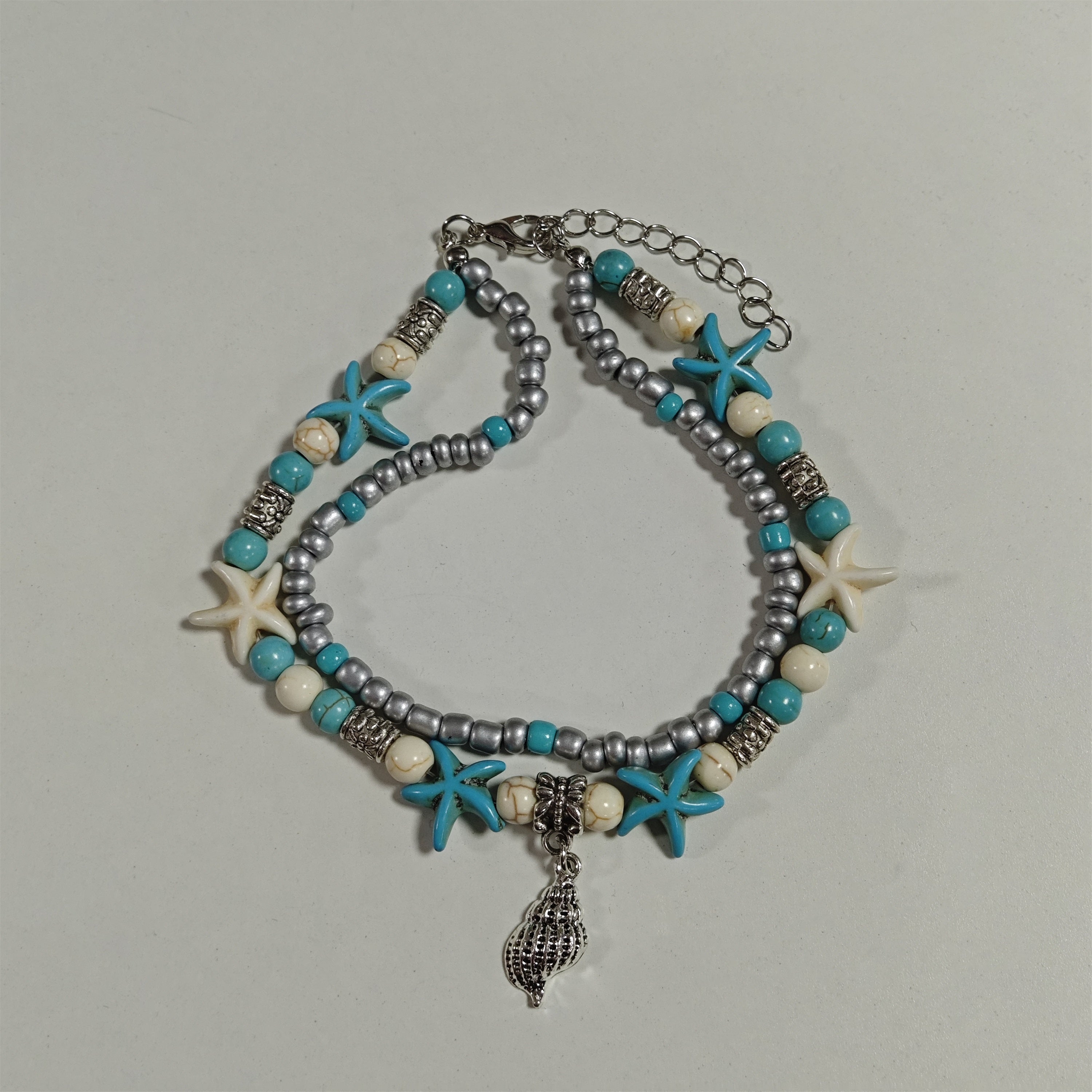 Bohemian Turquoise Starfish Shell Anklet