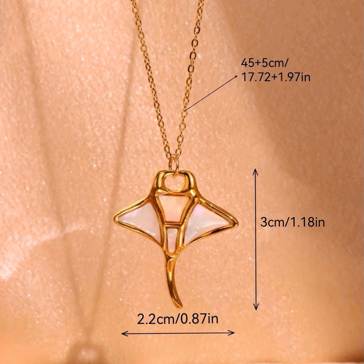 Gold Sea Life Pendant Necklaces with Shell Inlays