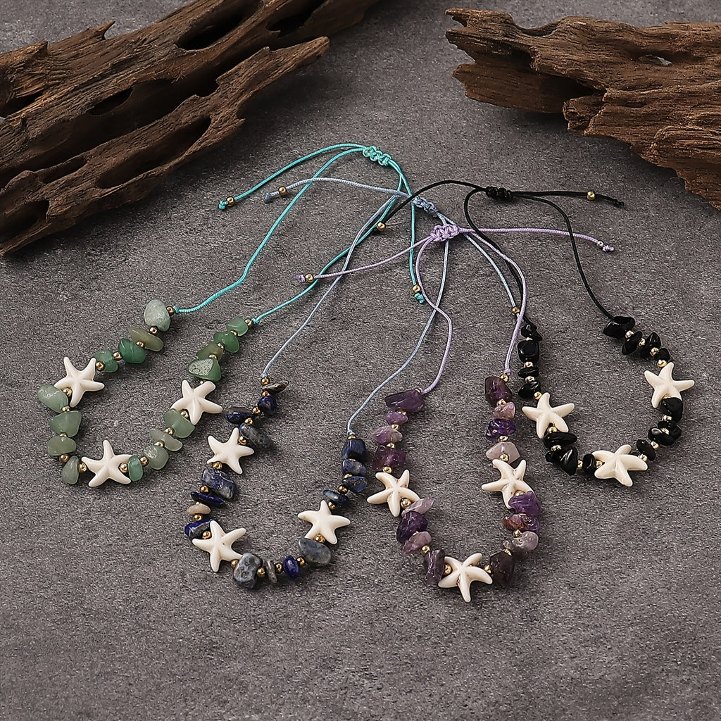 Adjustable Green Stone Starfish Anklet