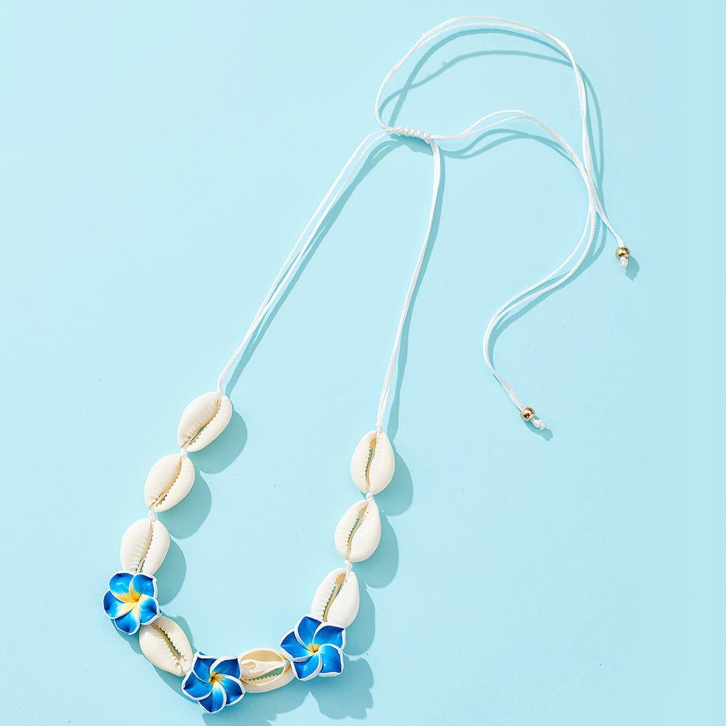 Adjustable Plumeria Flower Cowrie Shell Anklet