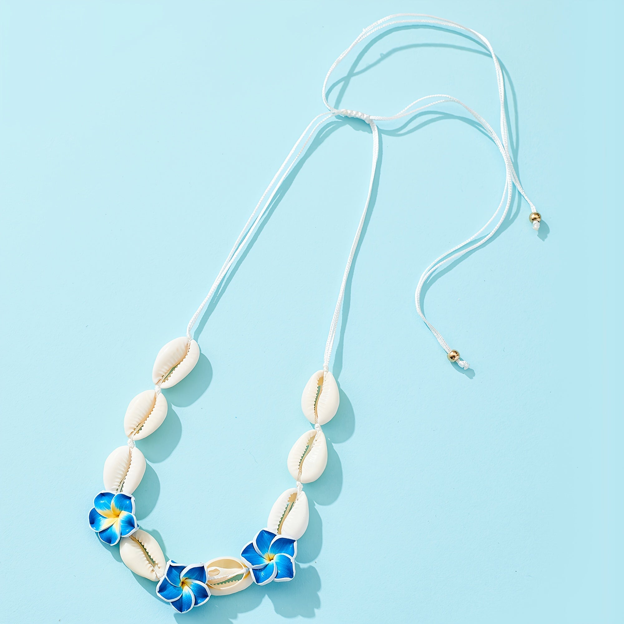 Adjustable Plumeria Flower Cowrie Shell Anklet