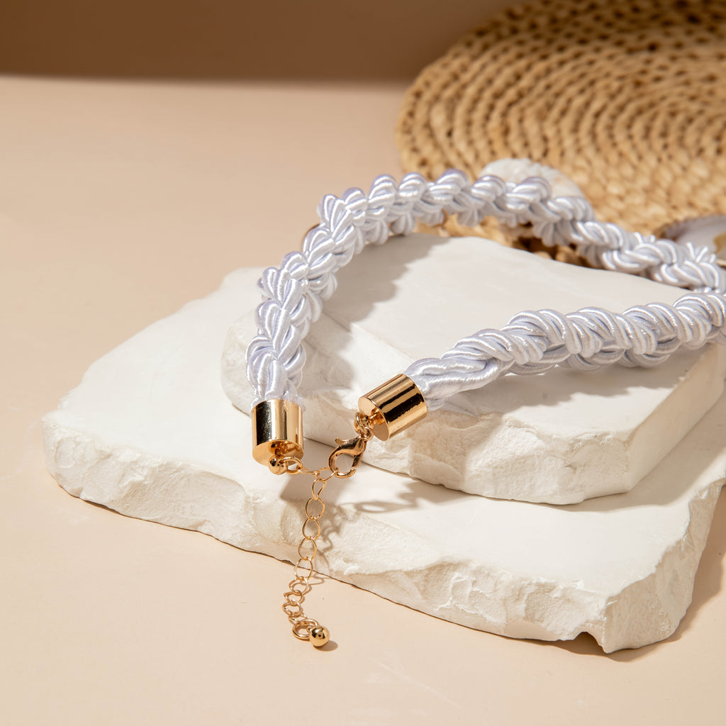Bohemian White Braided Choker with Natural Shells