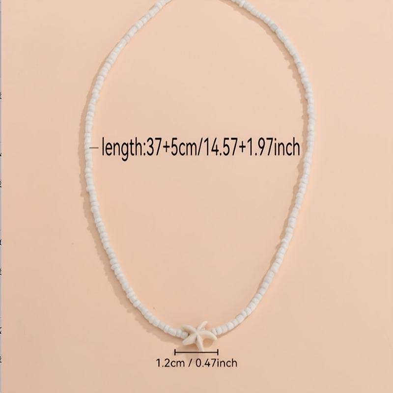 White Beaded Choker with Starfish Charm