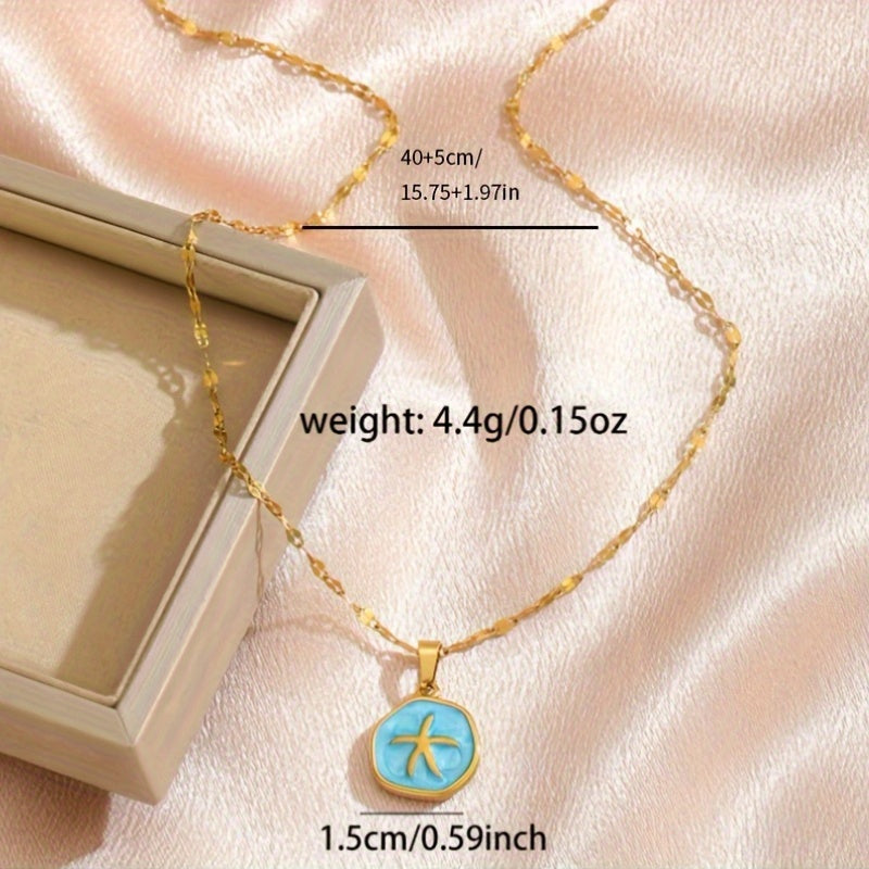 Gold-Tone Organic Starfish Enamel Necklace