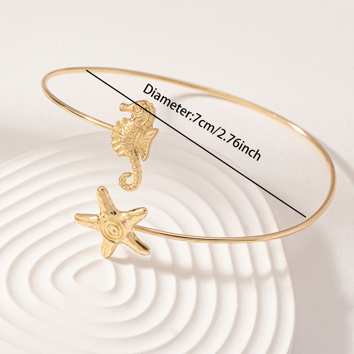 Bohemian Gold-Tone Arm Cuff with Seahorse Starfish