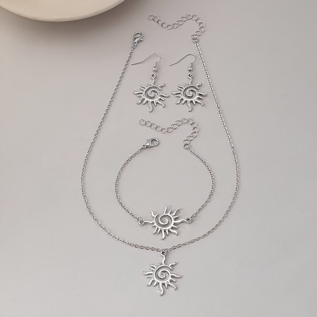 Bohemian Gold-Tone Sun Spiral Jewelry Set