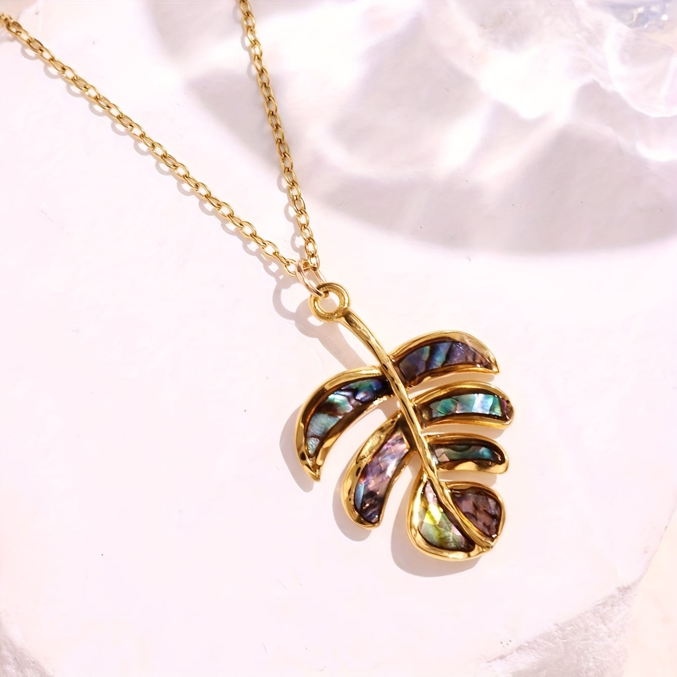 Gold Sea Life Pendant Necklaces with Shell Inlays