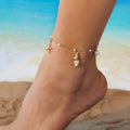Beachy Gold Tone Anklet with Starfish & Pearl Charms