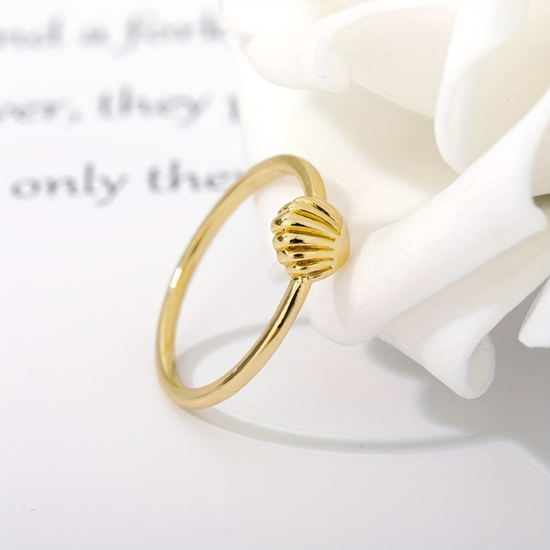 Gold Ribbed Shell Adjustable Ring