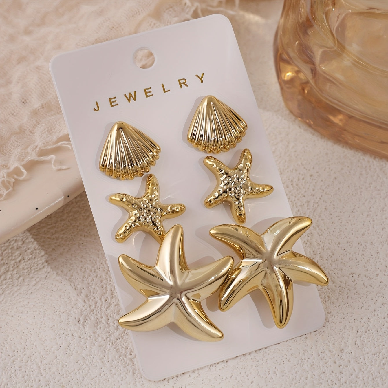 Gold Ocean Inspired Multi-Pair Earring Set