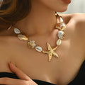 Bohemian Gold Starfish & Mixed Shell Necklace