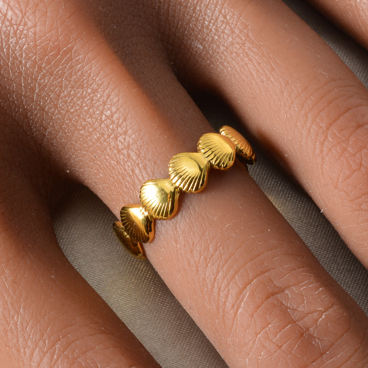 Gold Scallop Shell Adjustable Ring