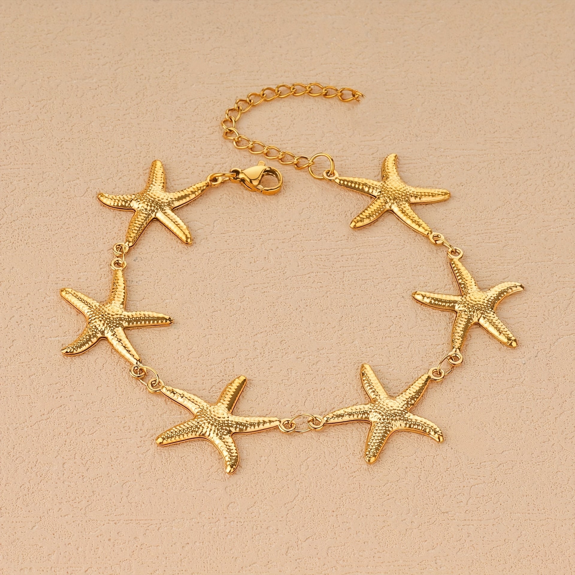Gold-Tone Starfish Charm Bracelet with Adjustable Chain