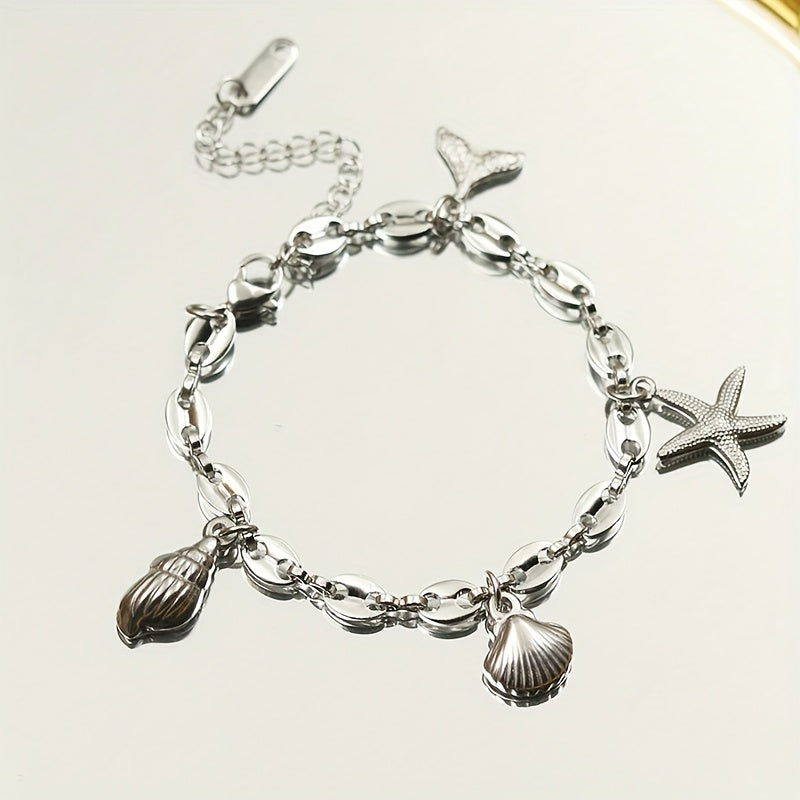 Gold-Tone Marine Life Link Charm Bracelet