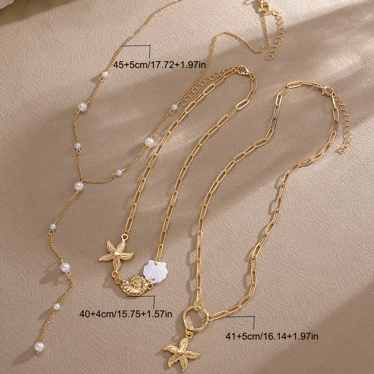 Bohemian Gold Layered Starfish & Pearl Necklace