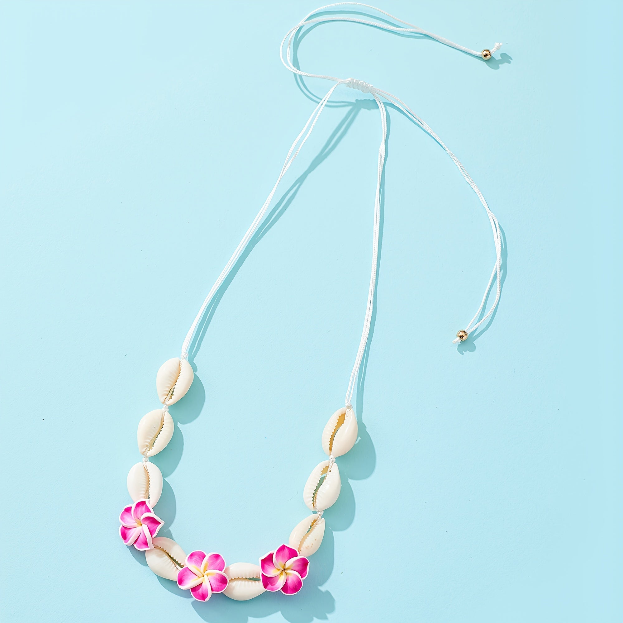 Adjustable Plumeria Flower Cowrie Shell Anklet