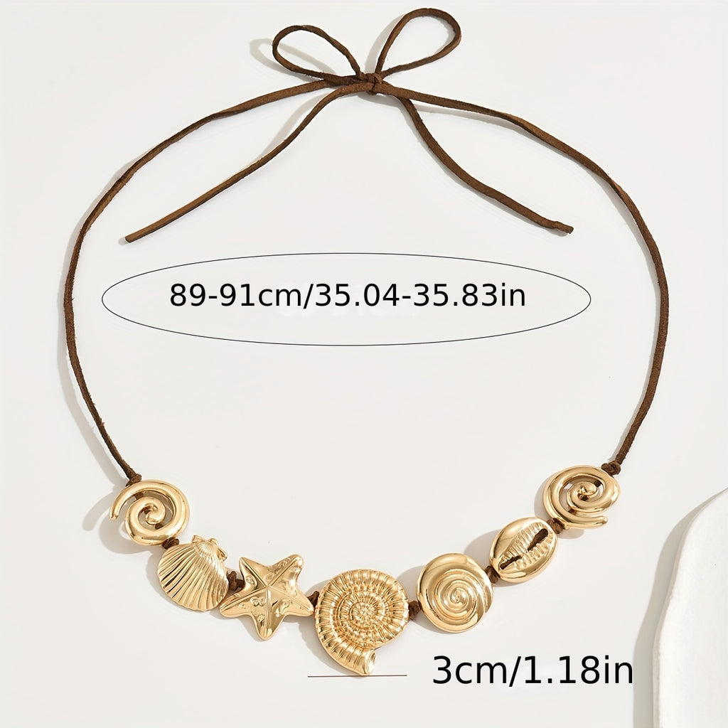 Gold-Tone Seashell and Starfish Choker Necklace