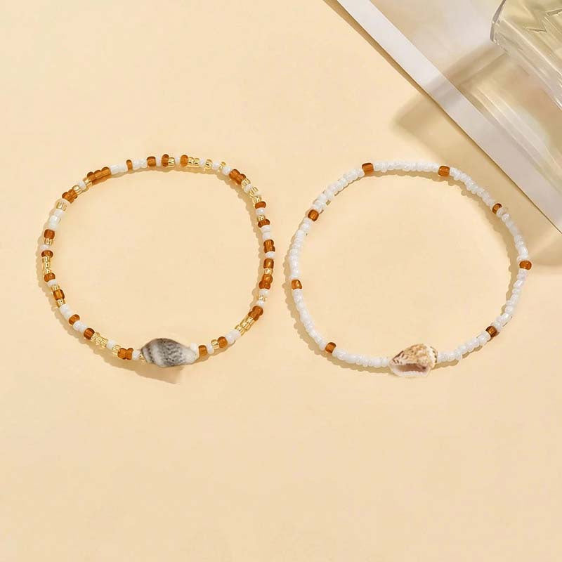 Bohemian Beaded Seashell Anklet Set for Women