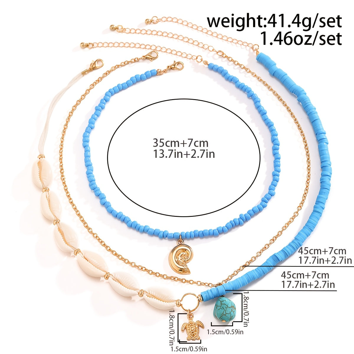 Bohemian Layered Choker Set with Shells & Turtle