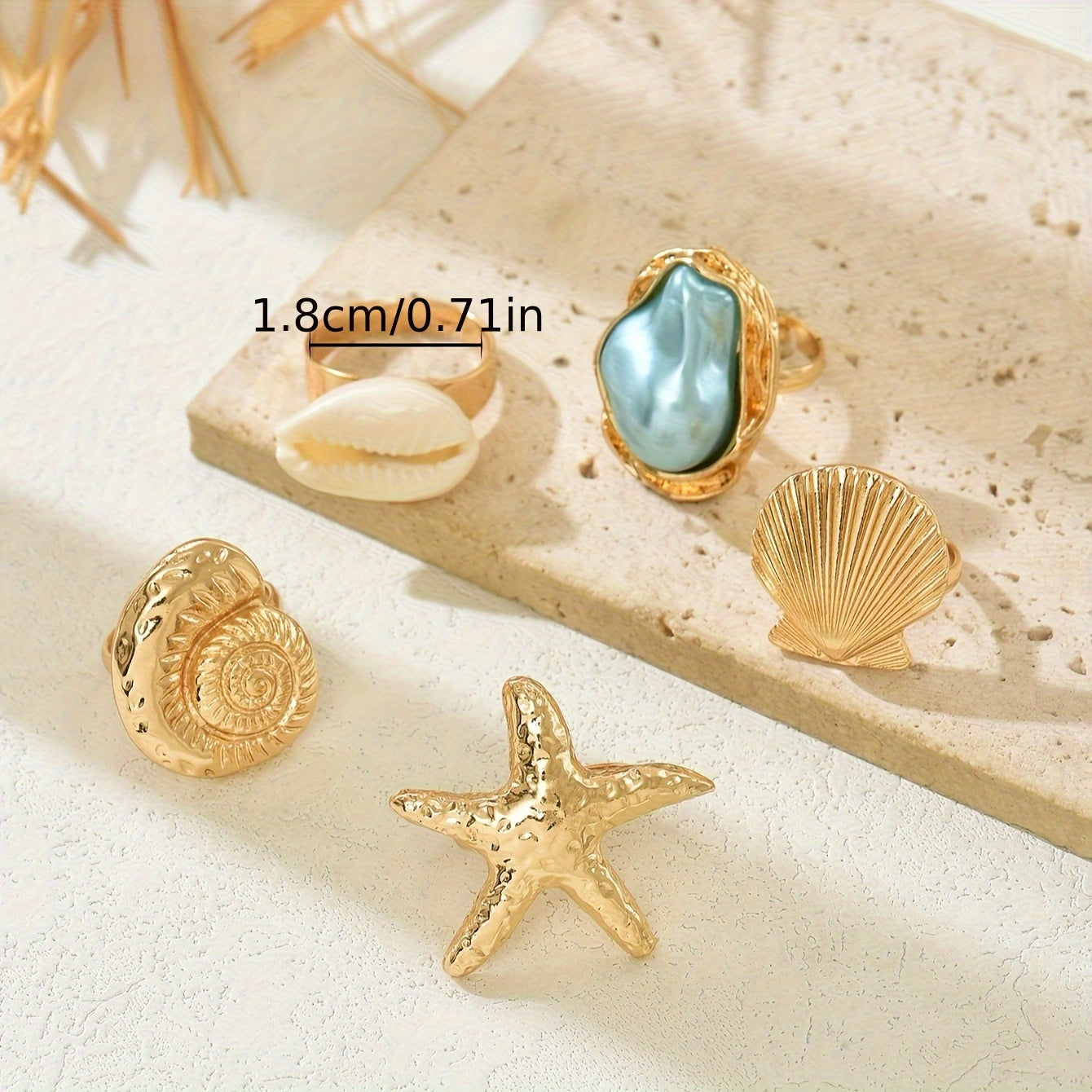 Bohemian Gold-Tone Ocean Rings