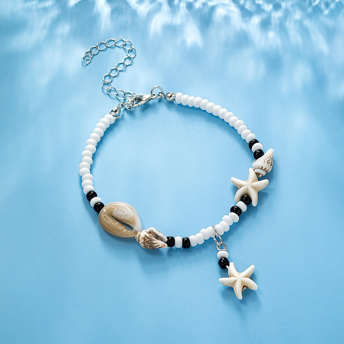 Bohemian Beaded Shell & Turquoise Starfish Anklet