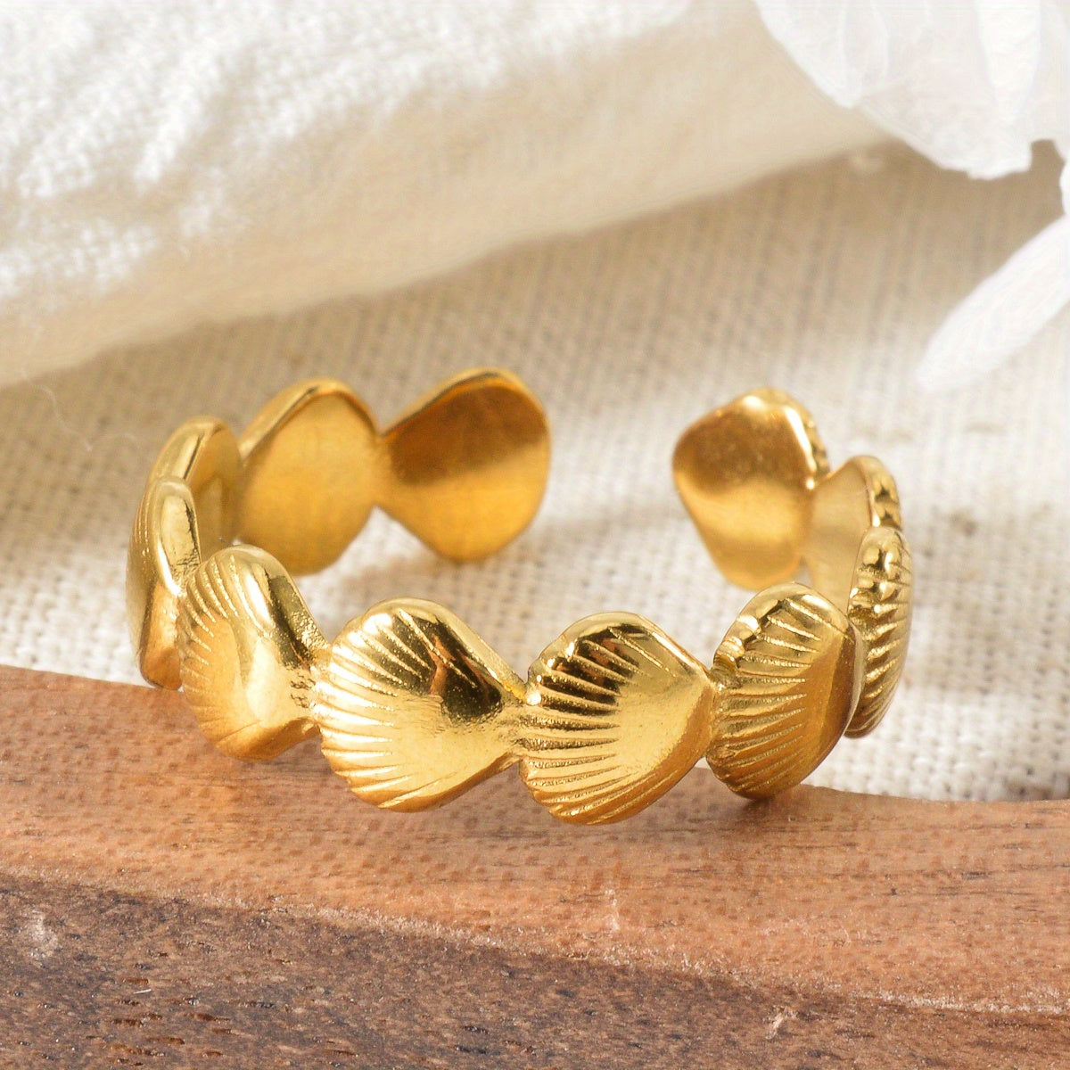 Gold Scallop Shell Adjustable Ring