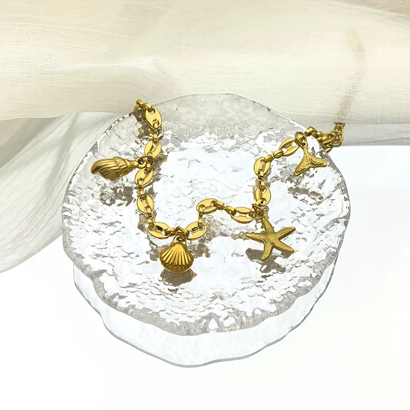 Gold-Tone Marine Life Link Charm Bracelet